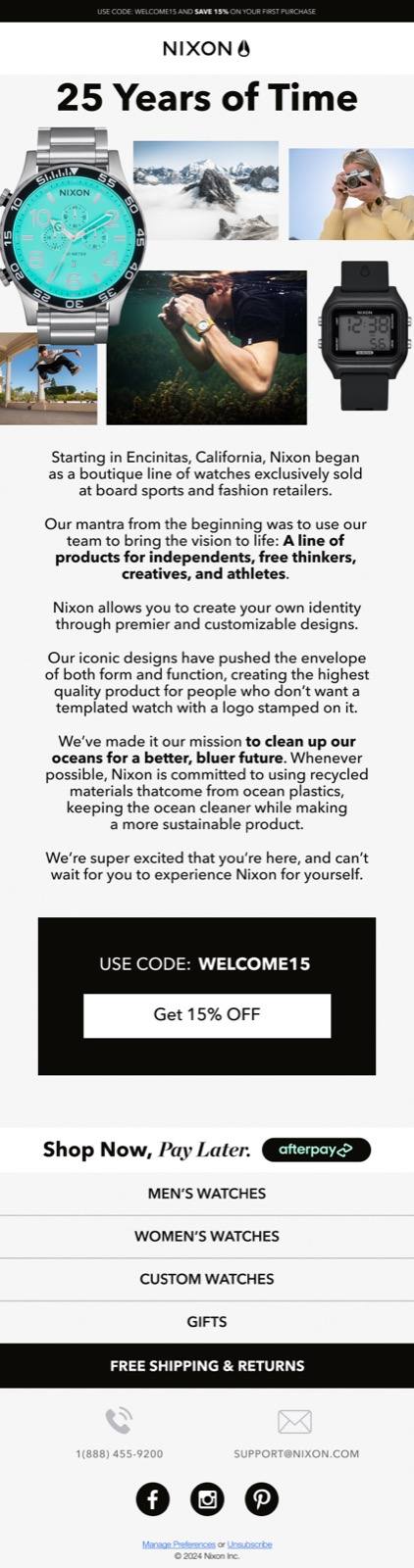 Nixon — Welcome email