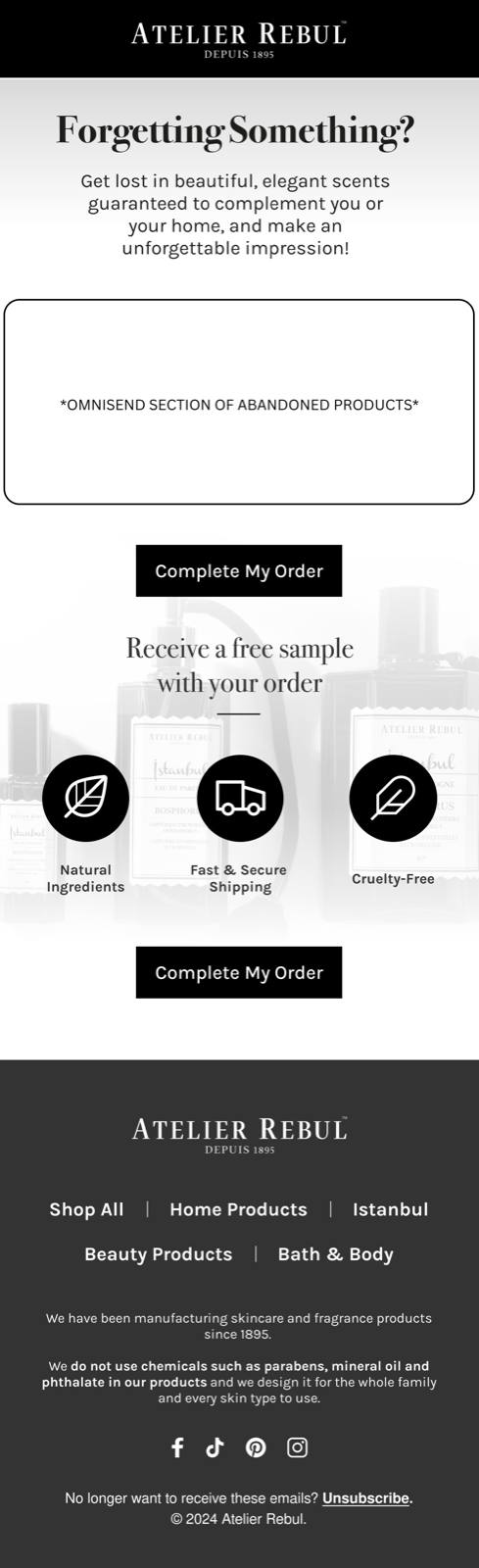 Atelier Rebul — Cart abandon email